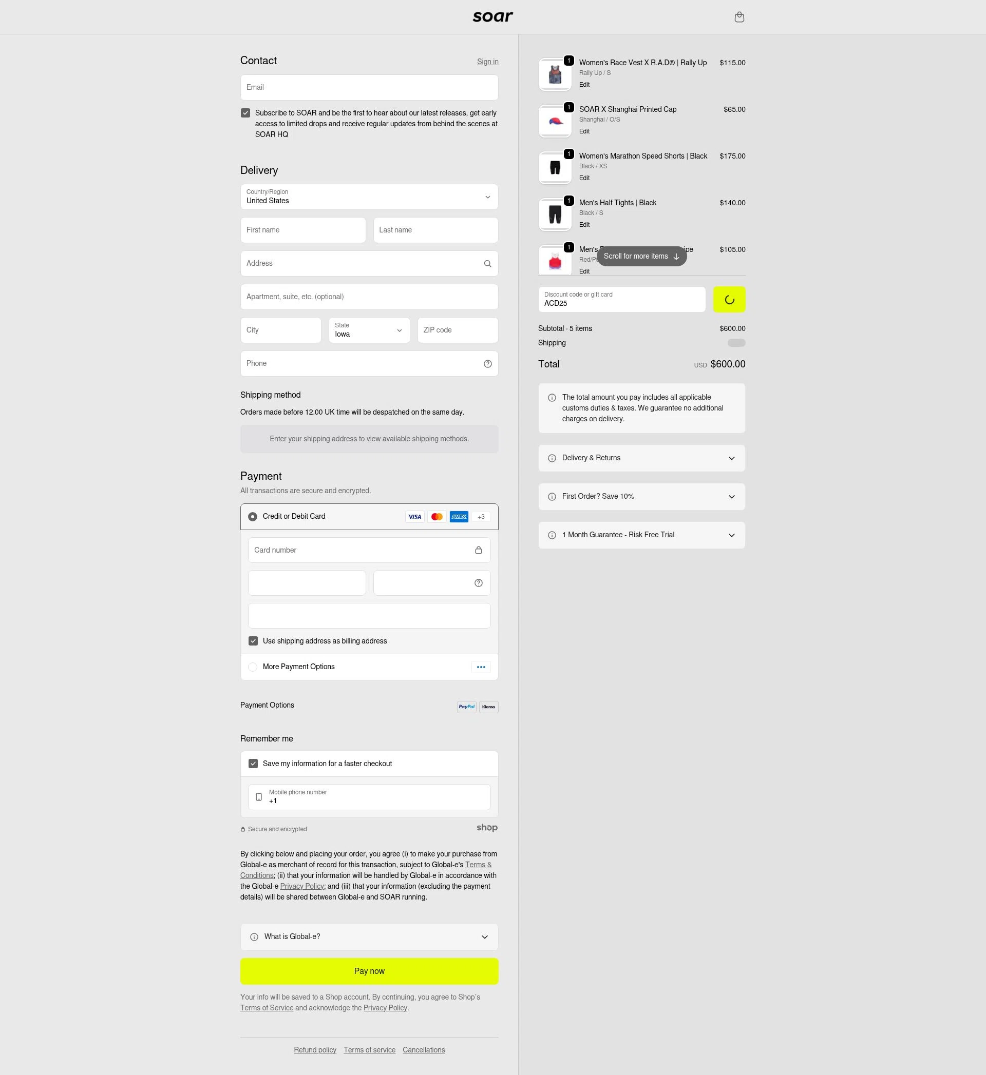 SOAR Running checkout page showing SOAR Running promo code box | Screenshot taken by SimplyCodes community member on Jan 20, 2026