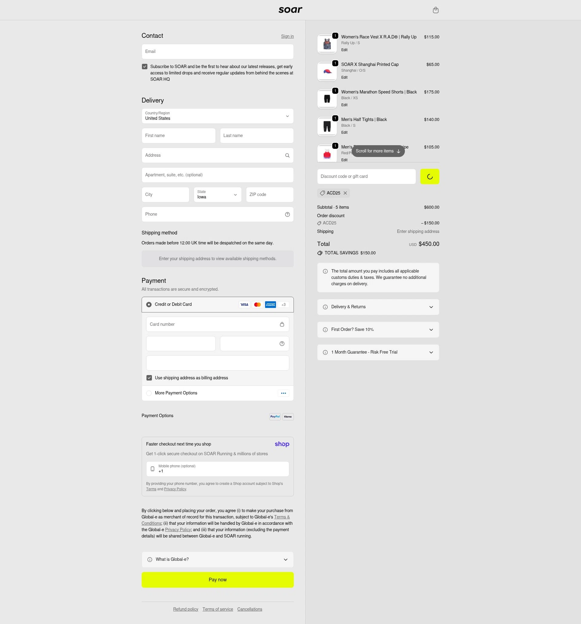 SOAR Running checkout page showing SOAR Running promo code box | Screenshot taken by SimplyCodes community member on Jan 15, 2026