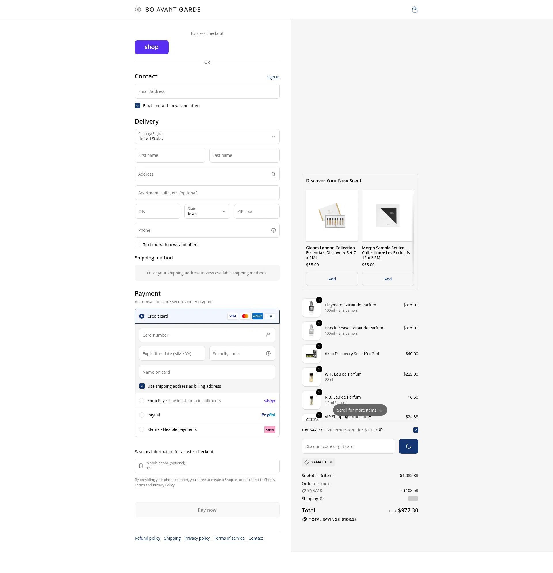 So Avant Garde checkout page showing So Avant Garde discount code box | Screenshot taken by SimplyCodes community member on Feb 24, 2026