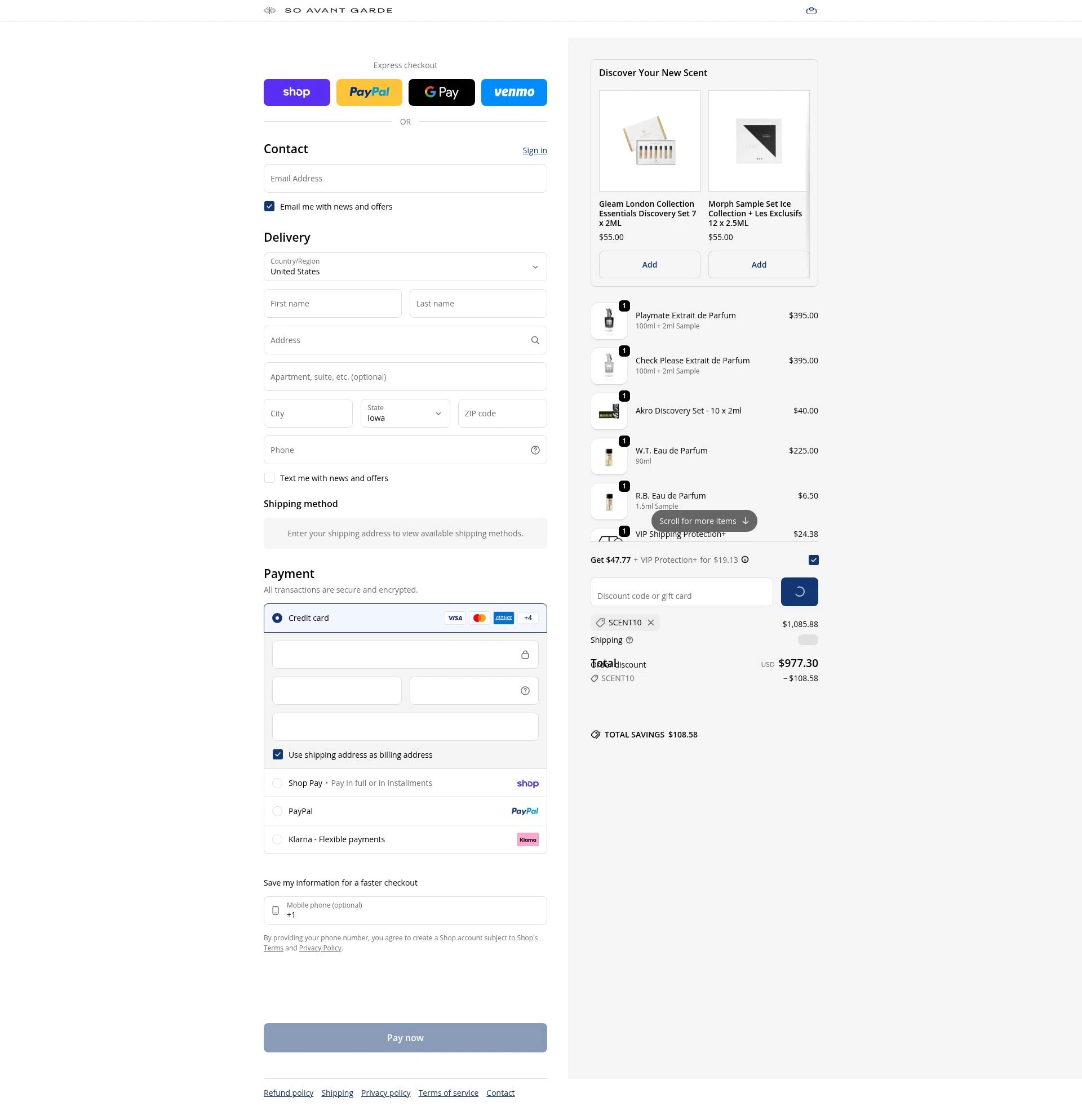 So Avant Garde checkout page showing So Avant Garde discount code box | Screenshot taken by SimplyCodes community member on Feb 24, 2026