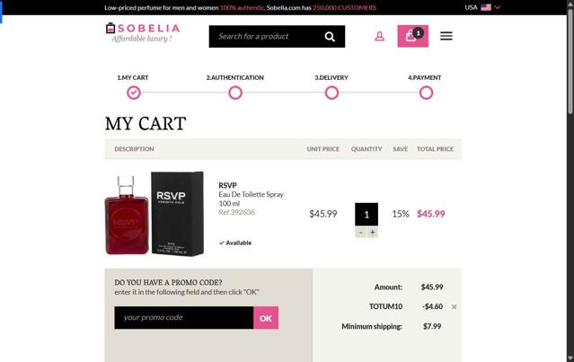 Sobelia checkout page showing Sobelia promo code box | Screenshot taken by SimplyCodes community member on May 16, 2025