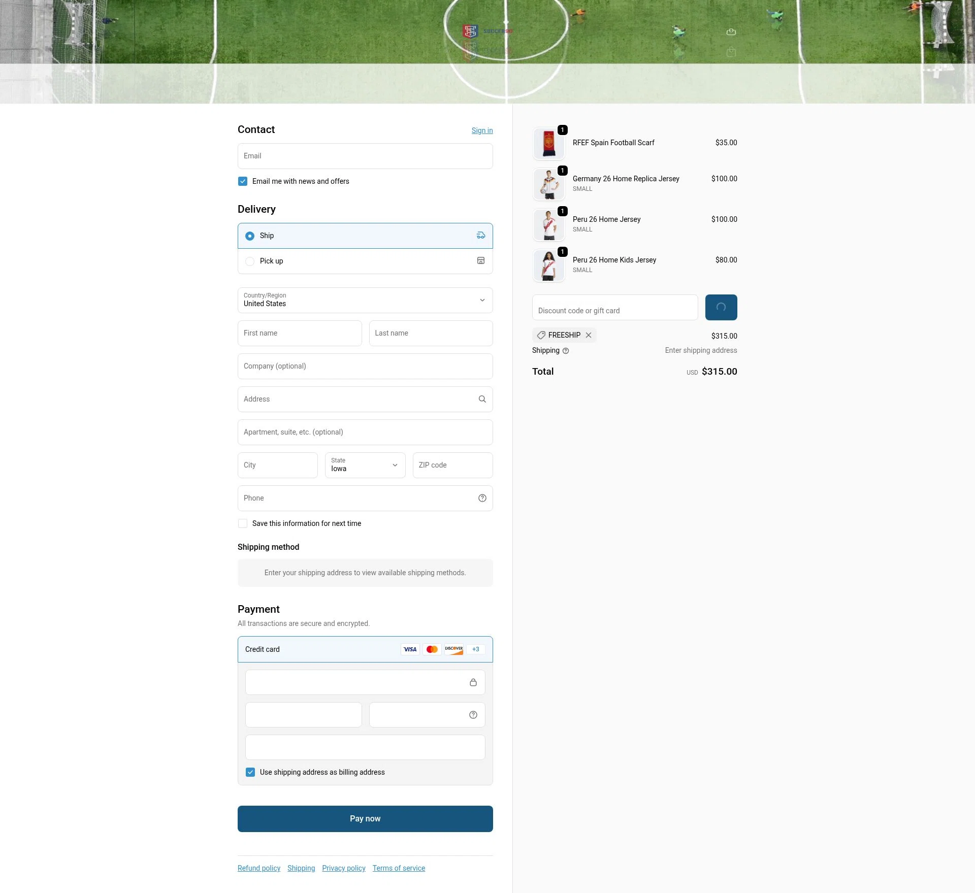 Soccer90 checkout page showing Soccer90 discount code box | Screenshot taken by SimplyCodes community member on Jan 27, 2026