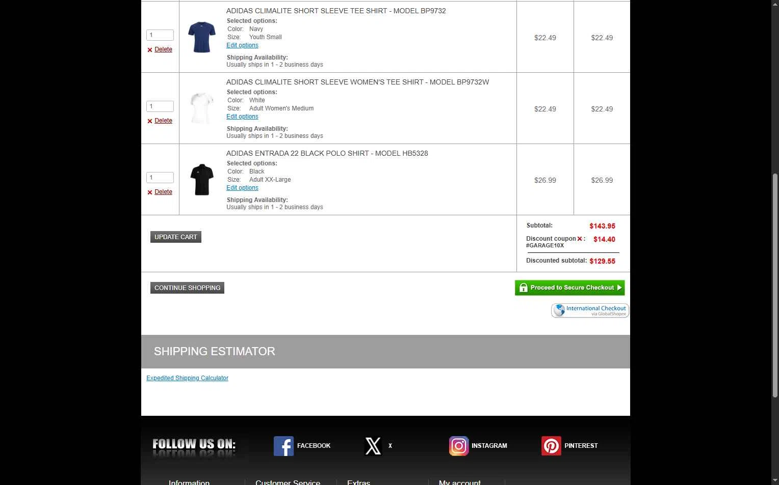 Soccer Garage checkout page showing Soccer Garage coupon code box | Screenshot taken by SimplyCodes community member on Nov 26, 2025