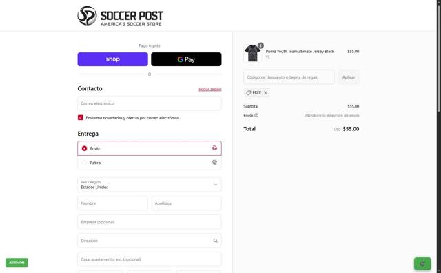 Soccer Post checkout page showing Soccer Post promo code box | Screenshot taken by SimplyCodes community member on Sep 11, 2025