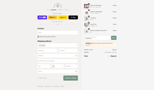 Social Print Studio checkout page showing Social Print Studio promo code box | Screenshot taken by SimplyCodes community member on Aug 27, 2025