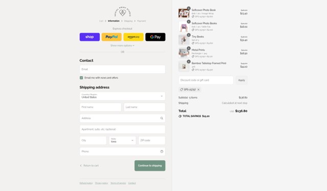 Social Print Studio checkout page showing Social Print Studio promo code box | Screenshot taken by SimplyCodes community member on Aug 31, 2025