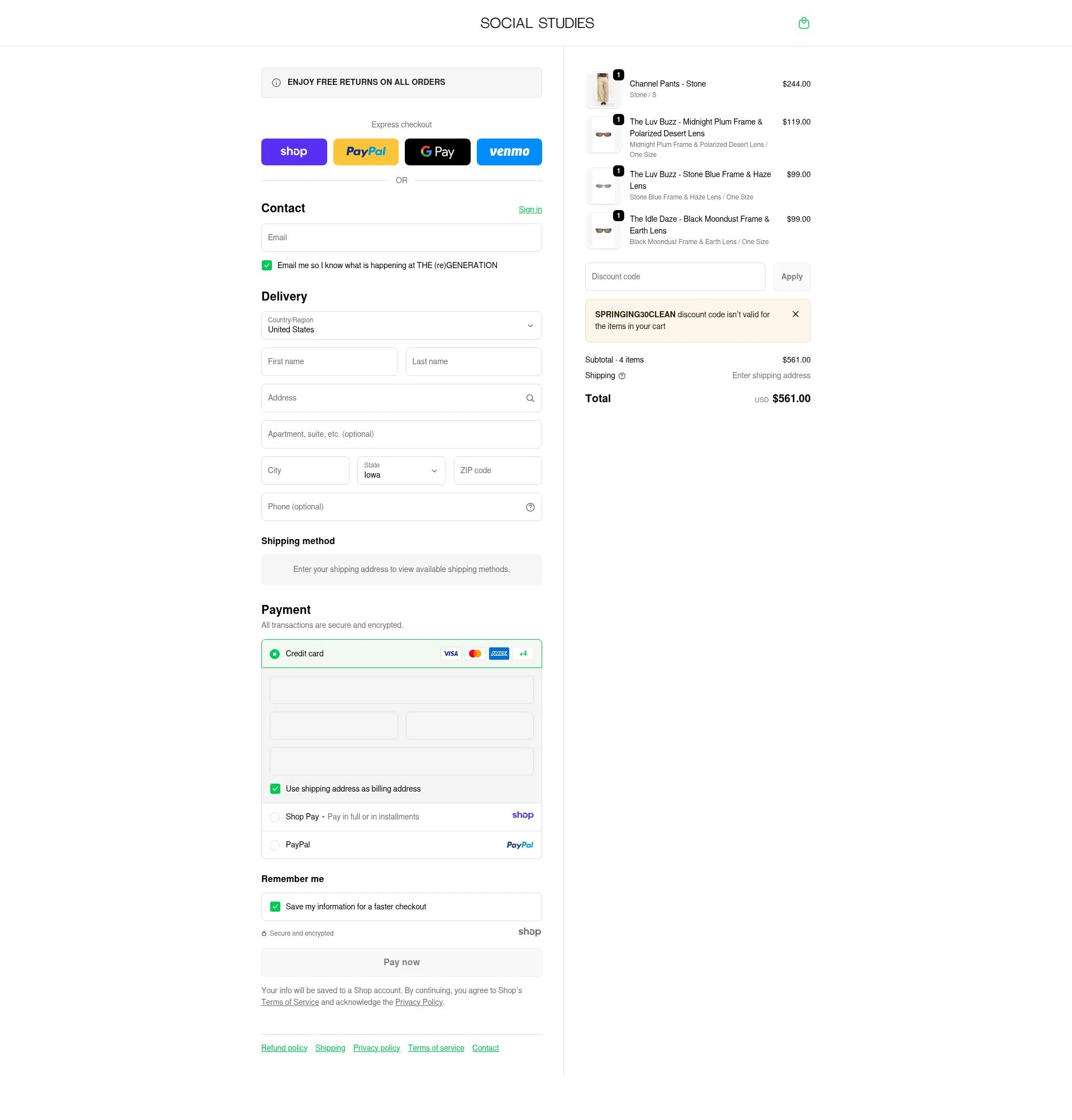 Social Studies Shop checkout page showing Social Studies Shop promo code box | Screenshot taken by SimplyCodes community member on Dec 18, 2025