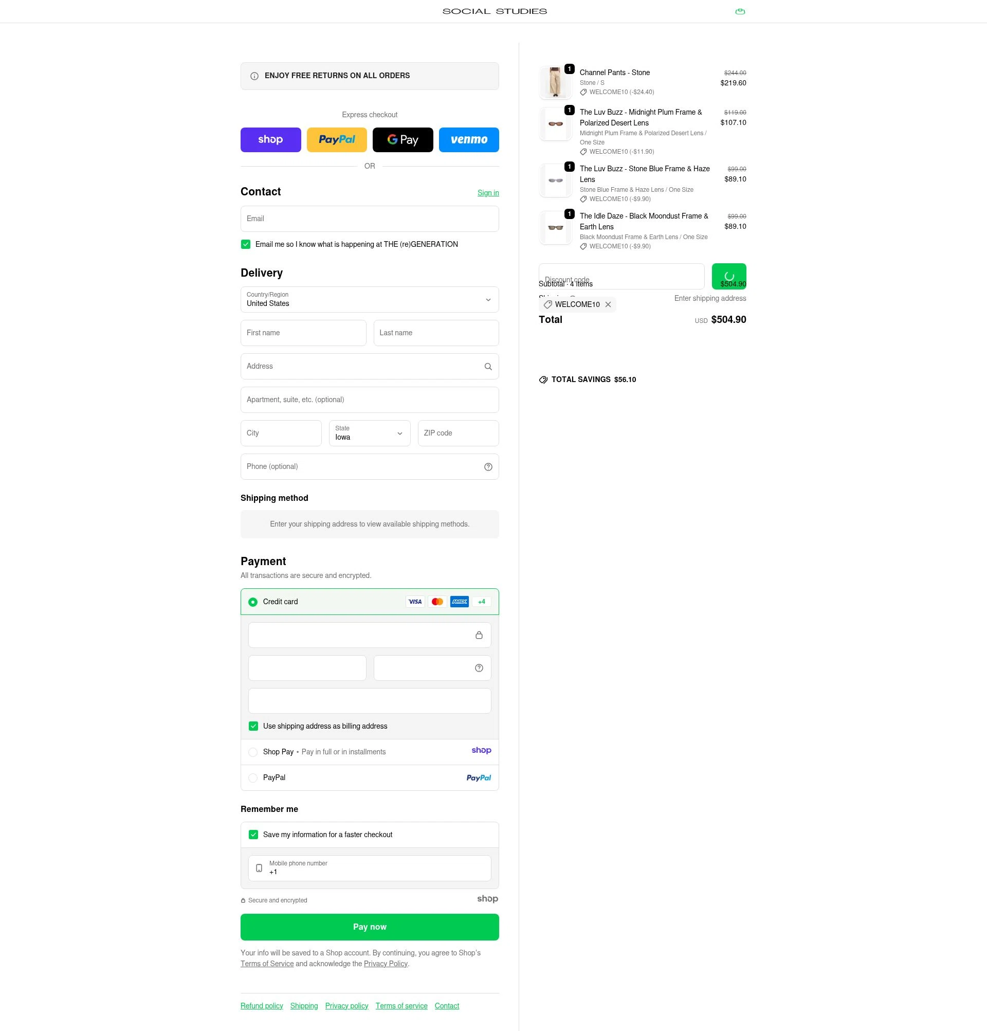 Social Studies Shop checkout page showing Social Studies Shop promo code box | Screenshot taken by SimplyCodes community member on Dec 24, 2025