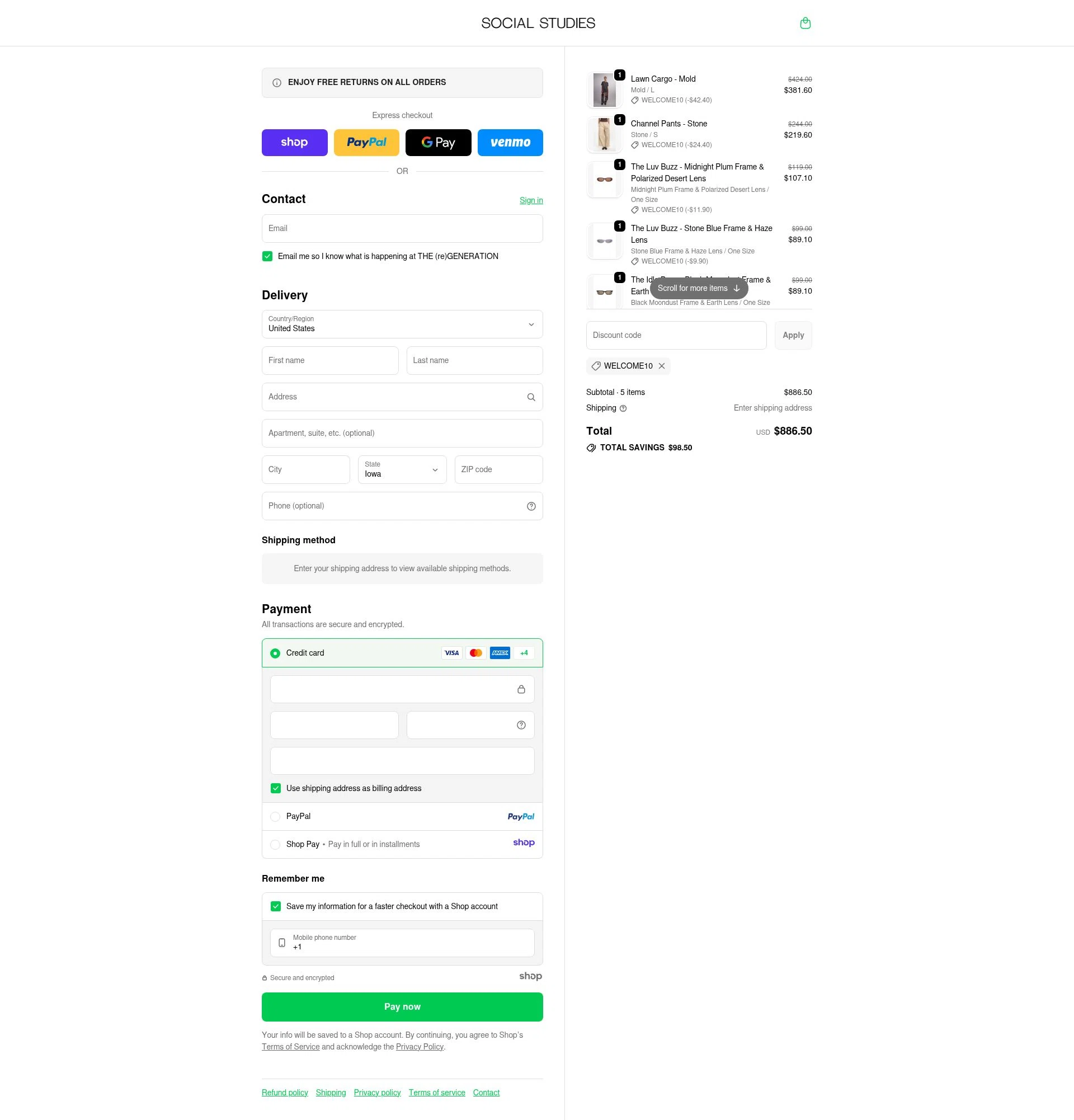 Social Studies Shop checkout page showing Social Studies Shop promo code box | Screenshot taken by SimplyCodes community member on Dec 6, 2025