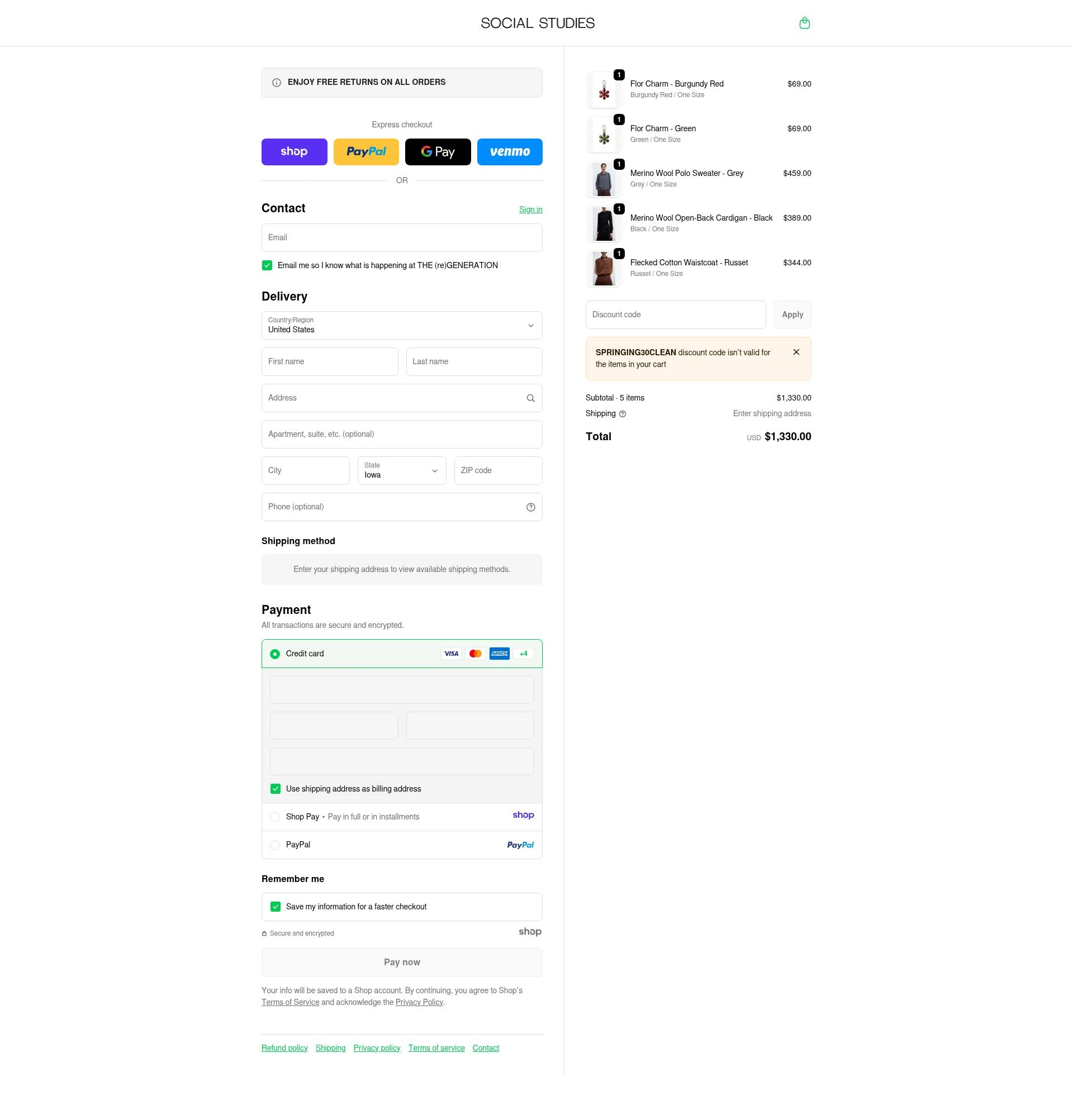 Social Studies Shop checkout page showing Social Studies Shop promo code box | Screenshot taken by SimplyCodes community member on Dec 29, 2025