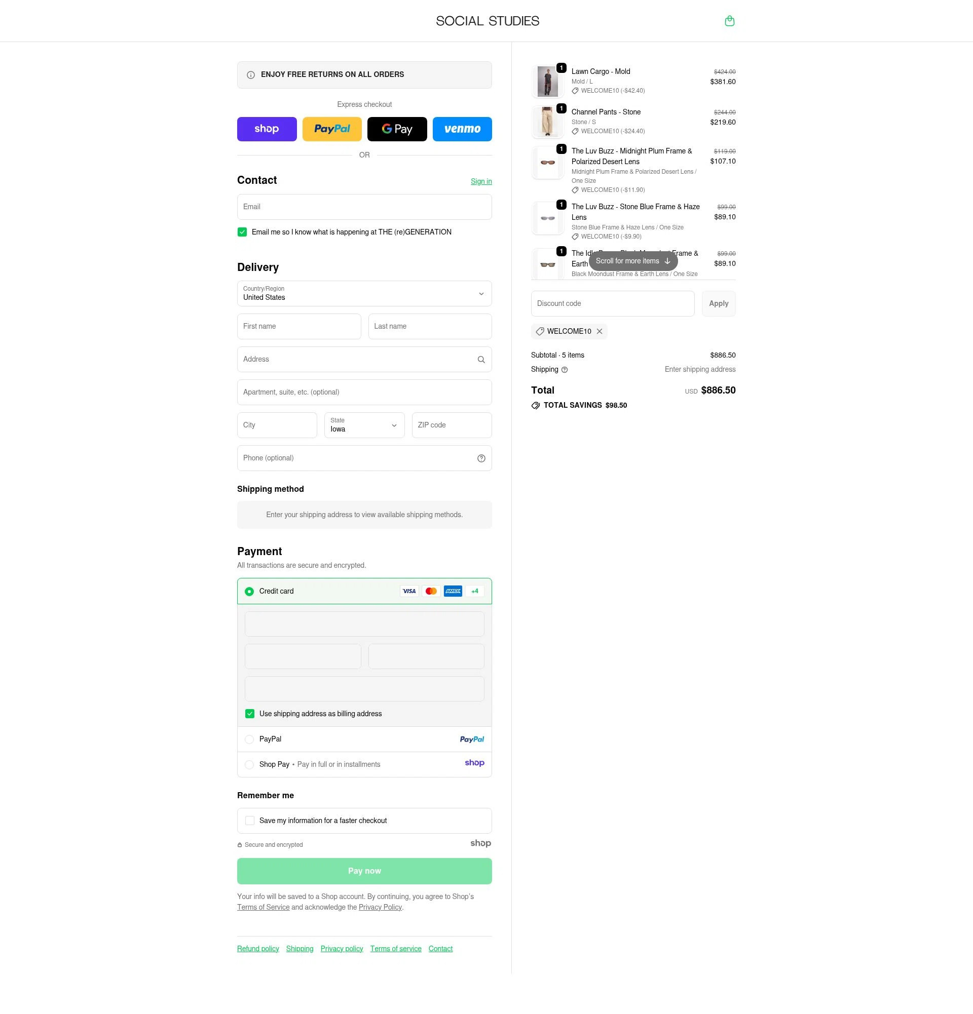 Social Studies Shop checkout page showing Social Studies Shop promo code box | Screenshot taken by SimplyCodes community member on Dec 12, 2025