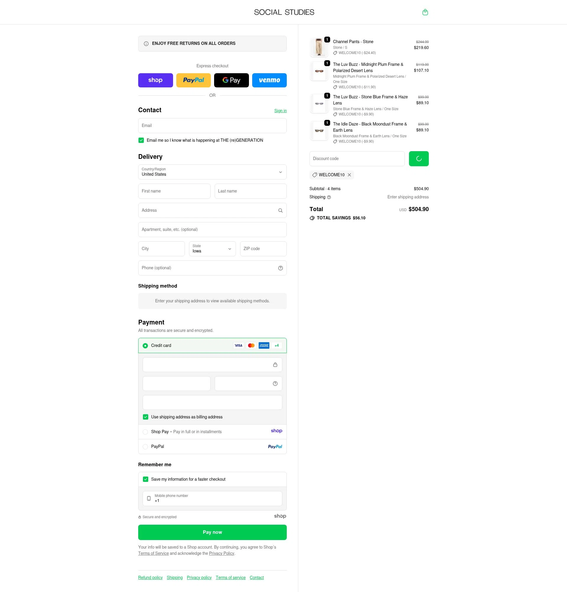 Social Studies Shop checkout page showing Social Studies Shop promo code box | Screenshot taken by SimplyCodes community member on Dec 18, 2025