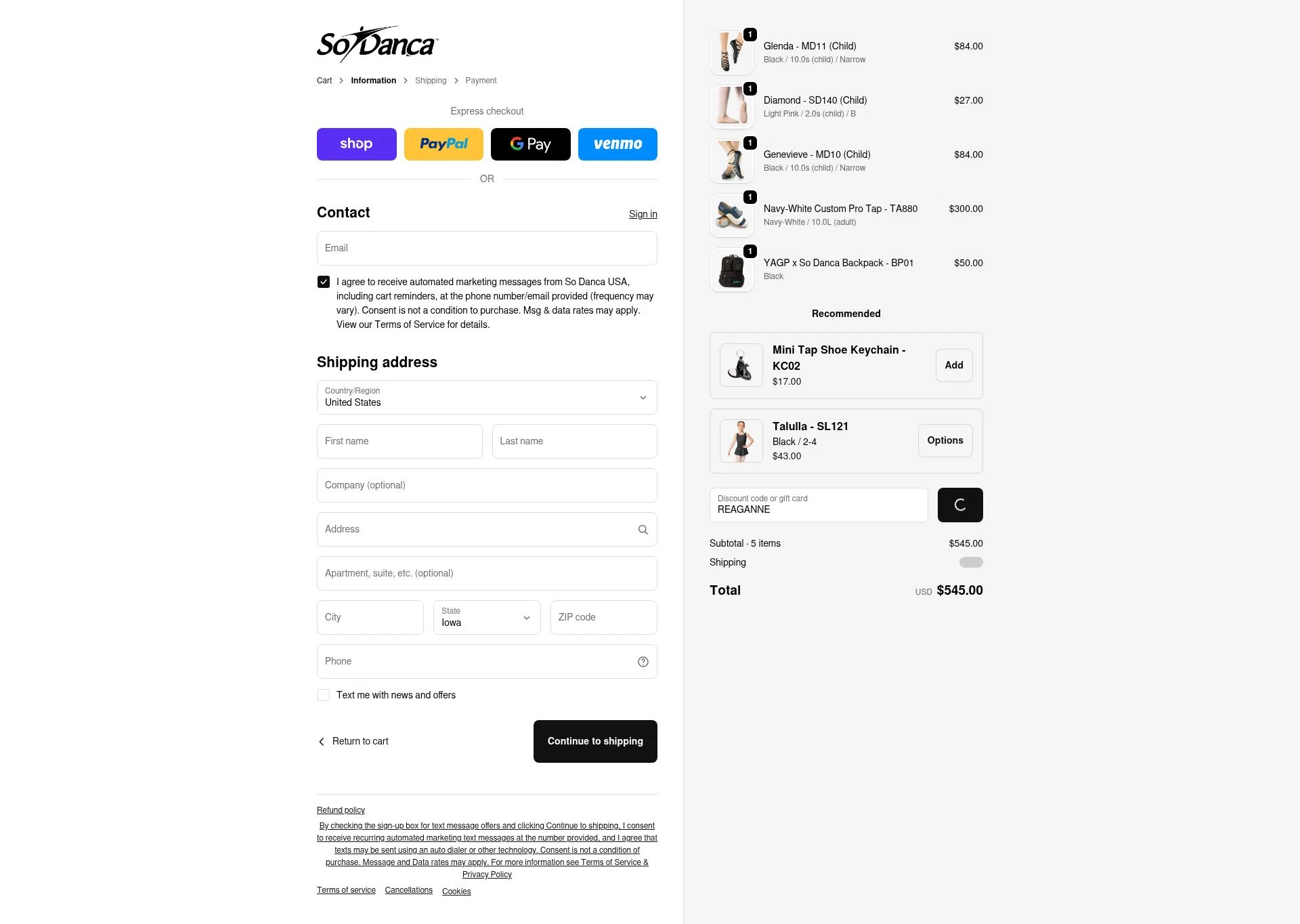 So Danca checkout page showing So Danca discount code box | Screenshot taken by SimplyCodes community member on Feb 7, 2026