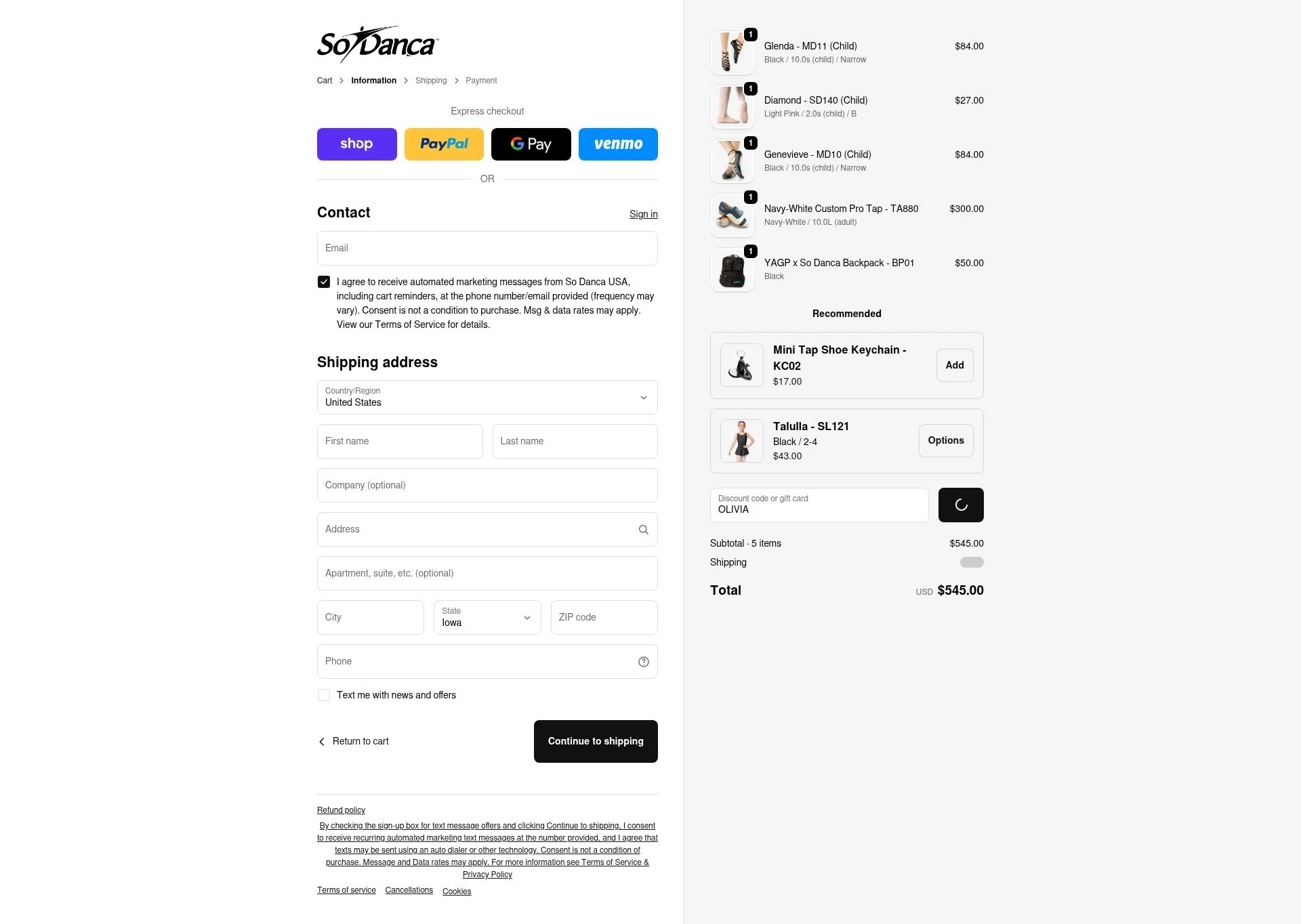 So Danca checkout page showing So Danca discount code box | Screenshot taken by SimplyCodes community member on Feb 7, 2026