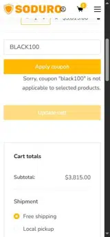 BLACK100 coupon verification screenshot