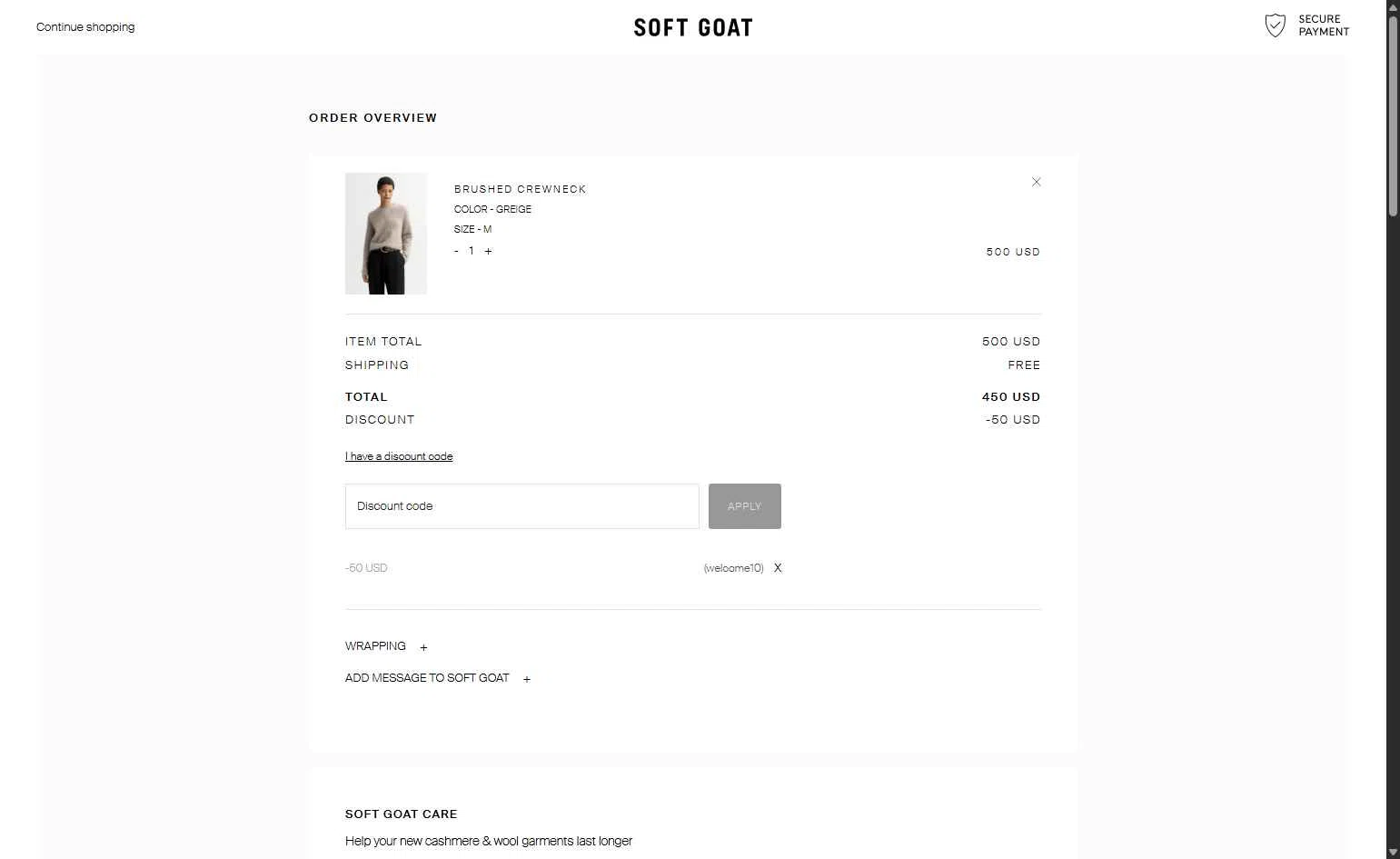 Soft Goat checkout page showing Soft Goat promo code box | Screenshot taken by SimplyCodes community member on Oct 20, 2025