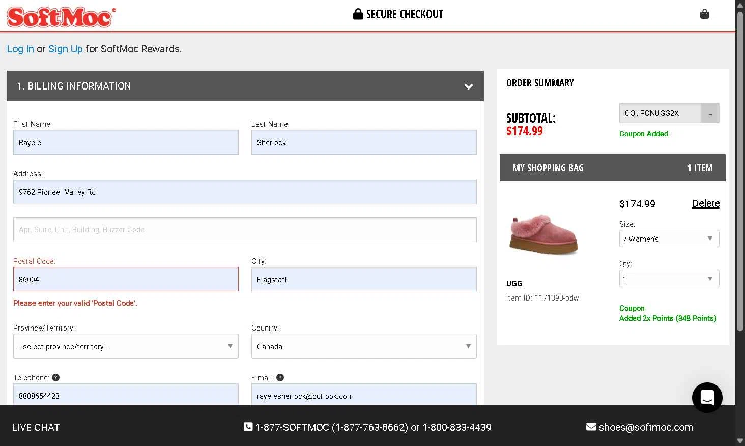 SoftMoc checkout page showing SoftMoc coupon code box | Screenshot taken by SimplyCodes community member on Sep 27, 2025