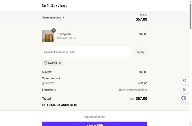 Soft Services checkout page showing Soft Services discount code box | Screenshot taken by SimplyCodes community member on Aug 21, 2025