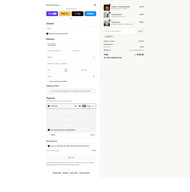 Soft Services checkout page showing Soft Services discount code box | Screenshot taken by SimplyCodes community member on Aug 26, 2025