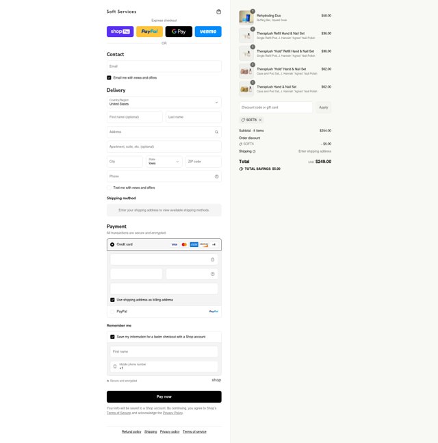 Soft Services checkout page showing Soft Services discount code box | Screenshot taken by SimplyCodes community member on Aug 15, 2025