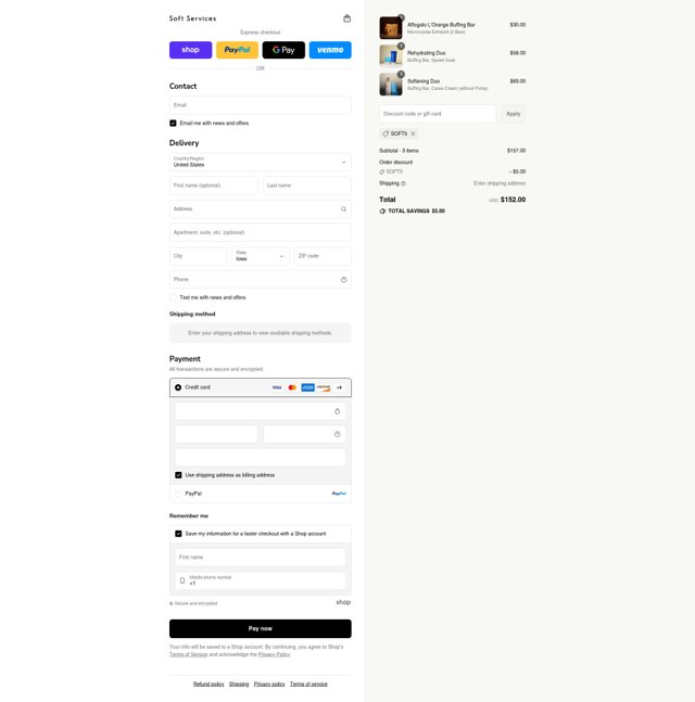 Soft Services checkout page showing Soft Services discount code box | Screenshot taken by SimplyCodes community member on Sep 2, 2025