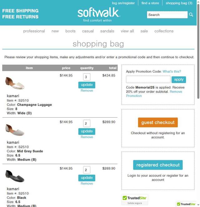 SoftWalk checkout page showing SoftWalk promo code box | Screenshot taken by SimplyCodes community member on May 23, 2025