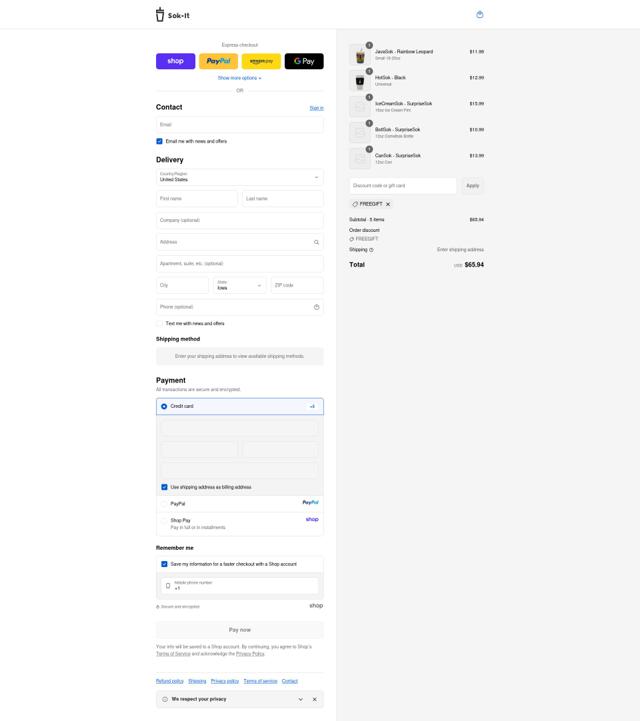 Sok-It checkout page showing Sok-It promo code box | Screenshot taken by SimplyCodes community member on Sep 14, 2025