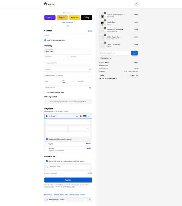 Sok-It checkout page showing Sok-It promo code box | Screenshot taken by SimplyCodes community member on Sep 14, 2025