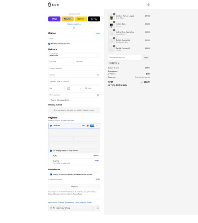 Sok-It checkout page showing Sok-It promo code box | Screenshot taken by SimplyCodes community member on Sep 14, 2025