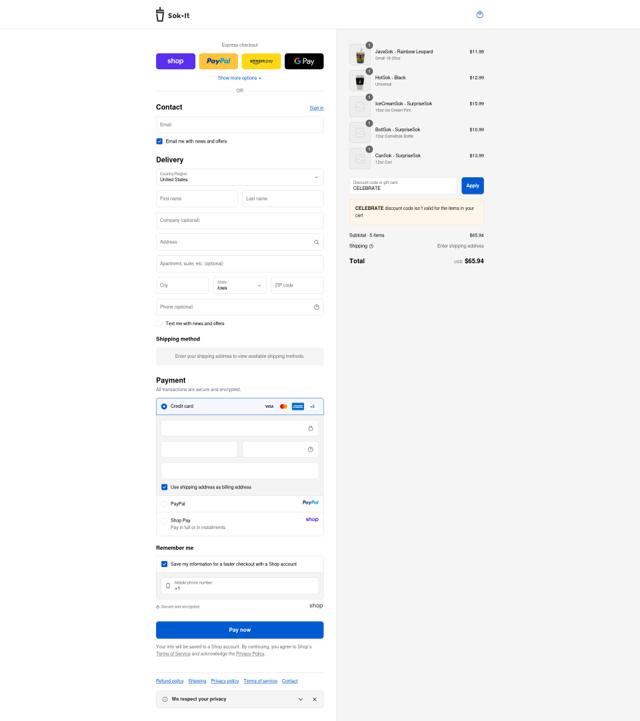 Sok-It checkout page showing Sok-It promo code box | Screenshot taken by SimplyCodes community member on Sep 14, 2025