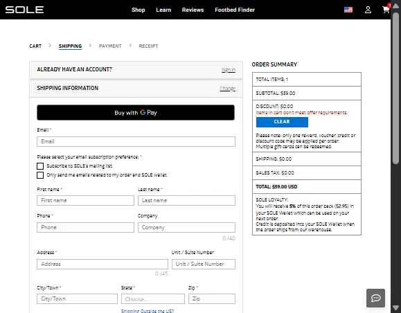 Sole checkout page showing Sole discount code box | Screenshot taken by SimplyCodes community member on Jan 12, 2026