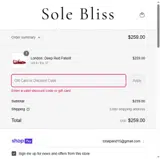 Sole Bliss coupon verification screenshot