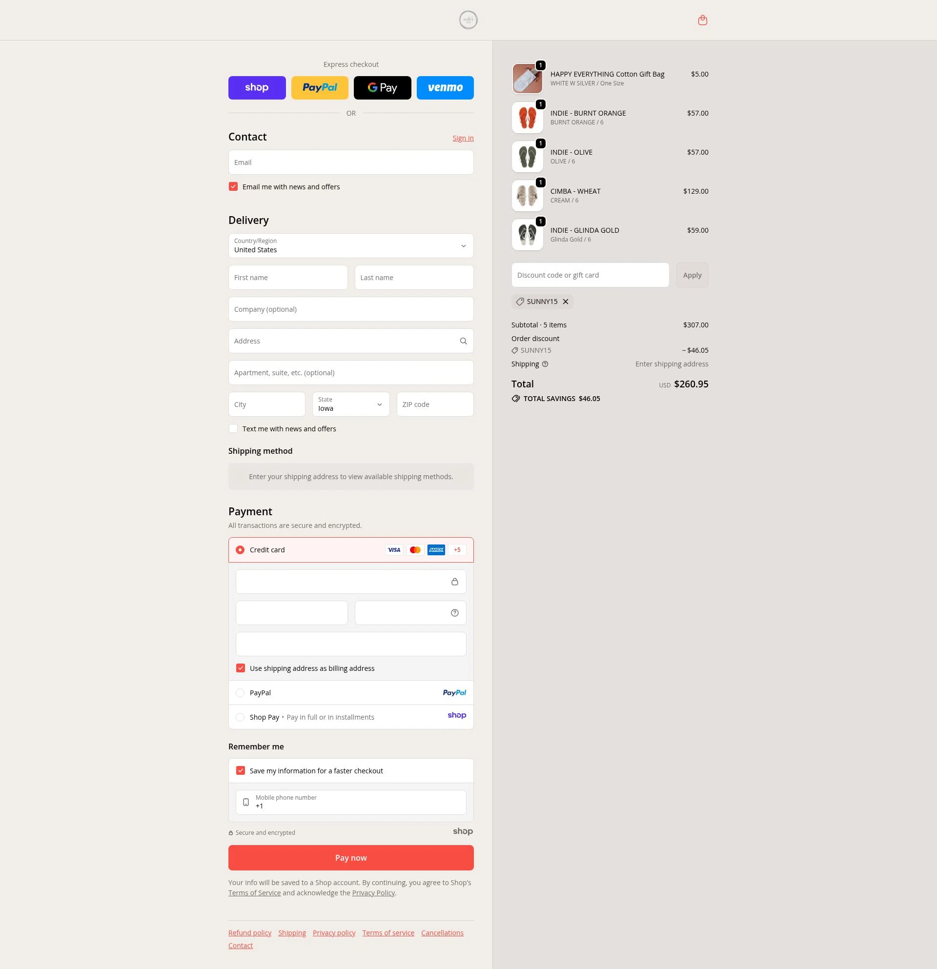 Solei Sea checkout page showing Solei Sea discount code box | Screenshot taken by SimplyCodes community member on Dec 11, 2025