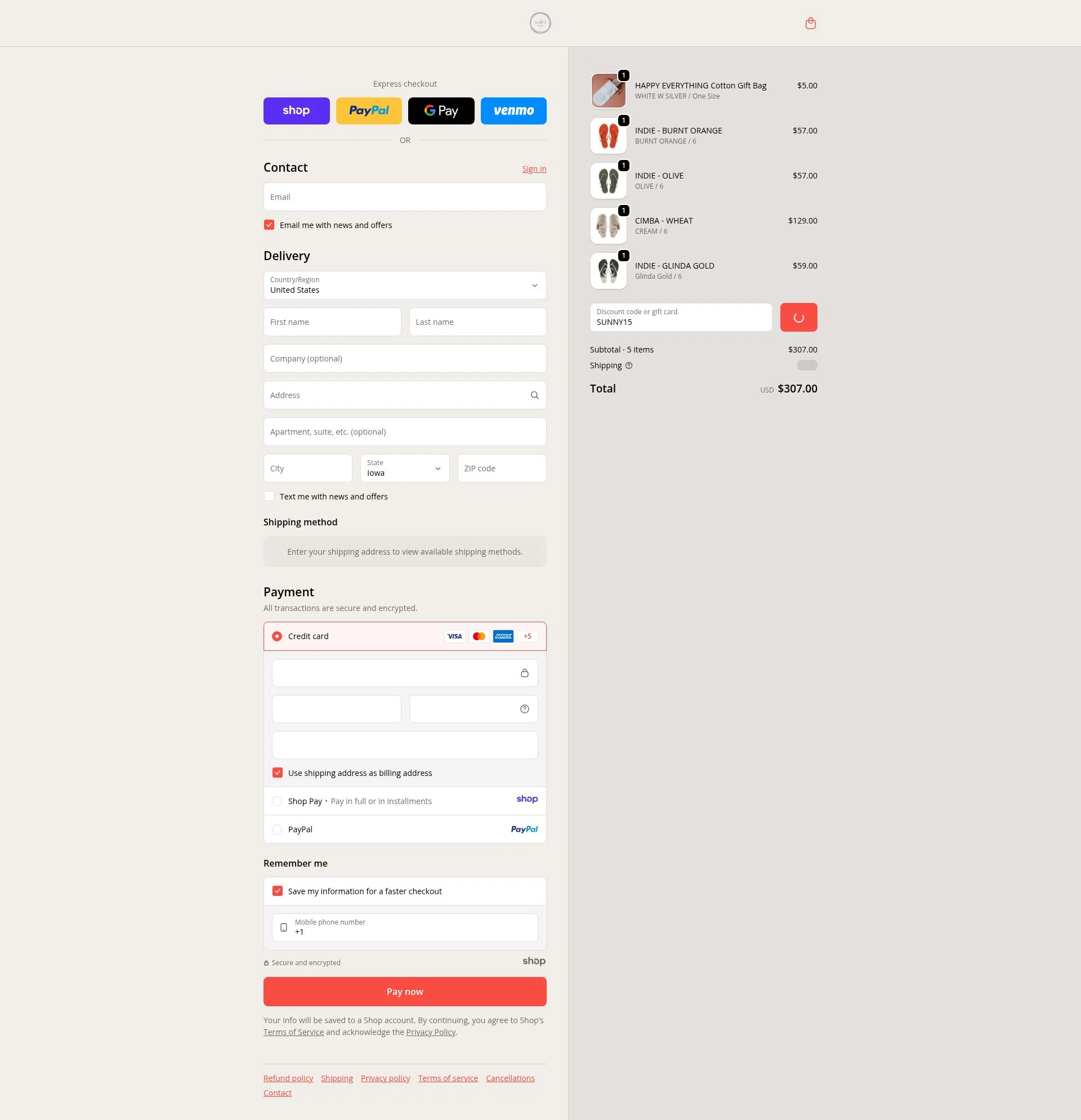 Solei Sea checkout page showing Solei Sea discount code box | Screenshot taken by SimplyCodes community member on Dec 24, 2025