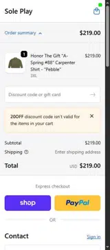 Sole Play ATL coupon verification screenshot
