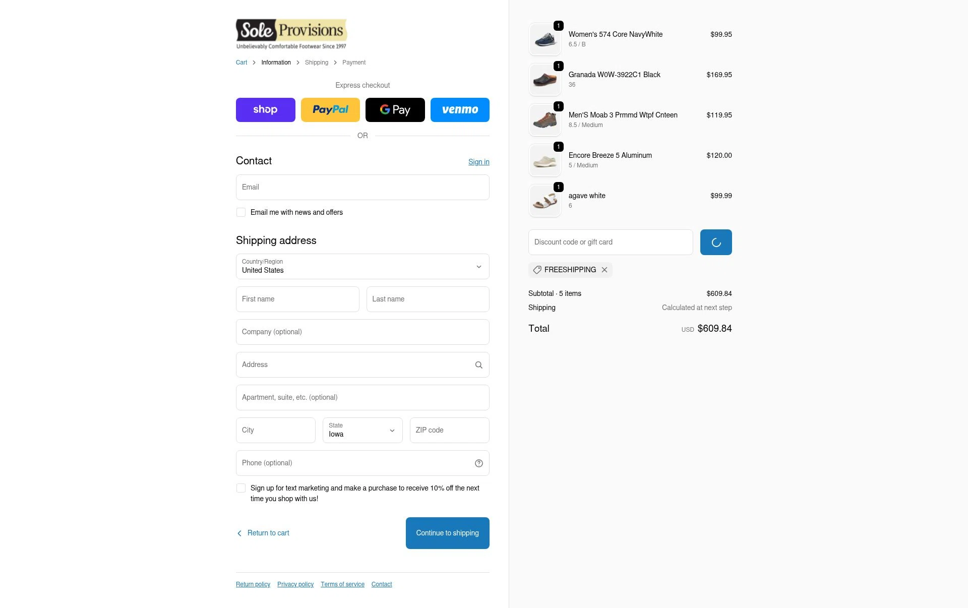 Sole Provisions checkout page showing Sole Provisions promo code box | Screenshot taken by SimplyCodes community member on Feb 4, 2026