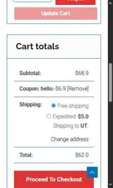 HELLO coupon verification screenshot
