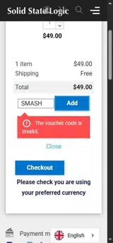 SMASH coupon verification screenshot