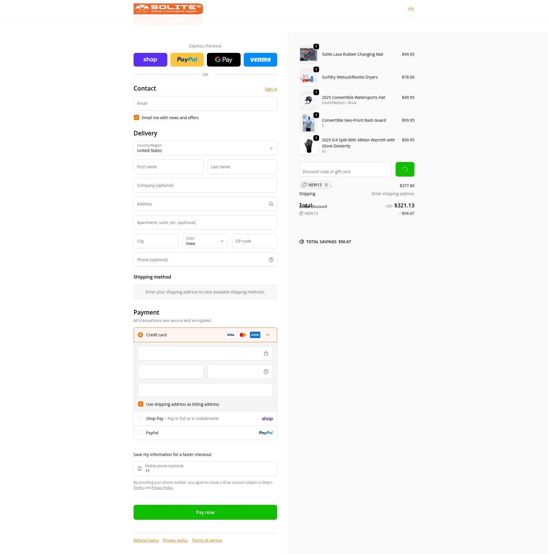 Solite Boots checkout page showing Solite Boots discount code box | Screenshot taken by SimplyCodes community member on Feb 19, 2026
