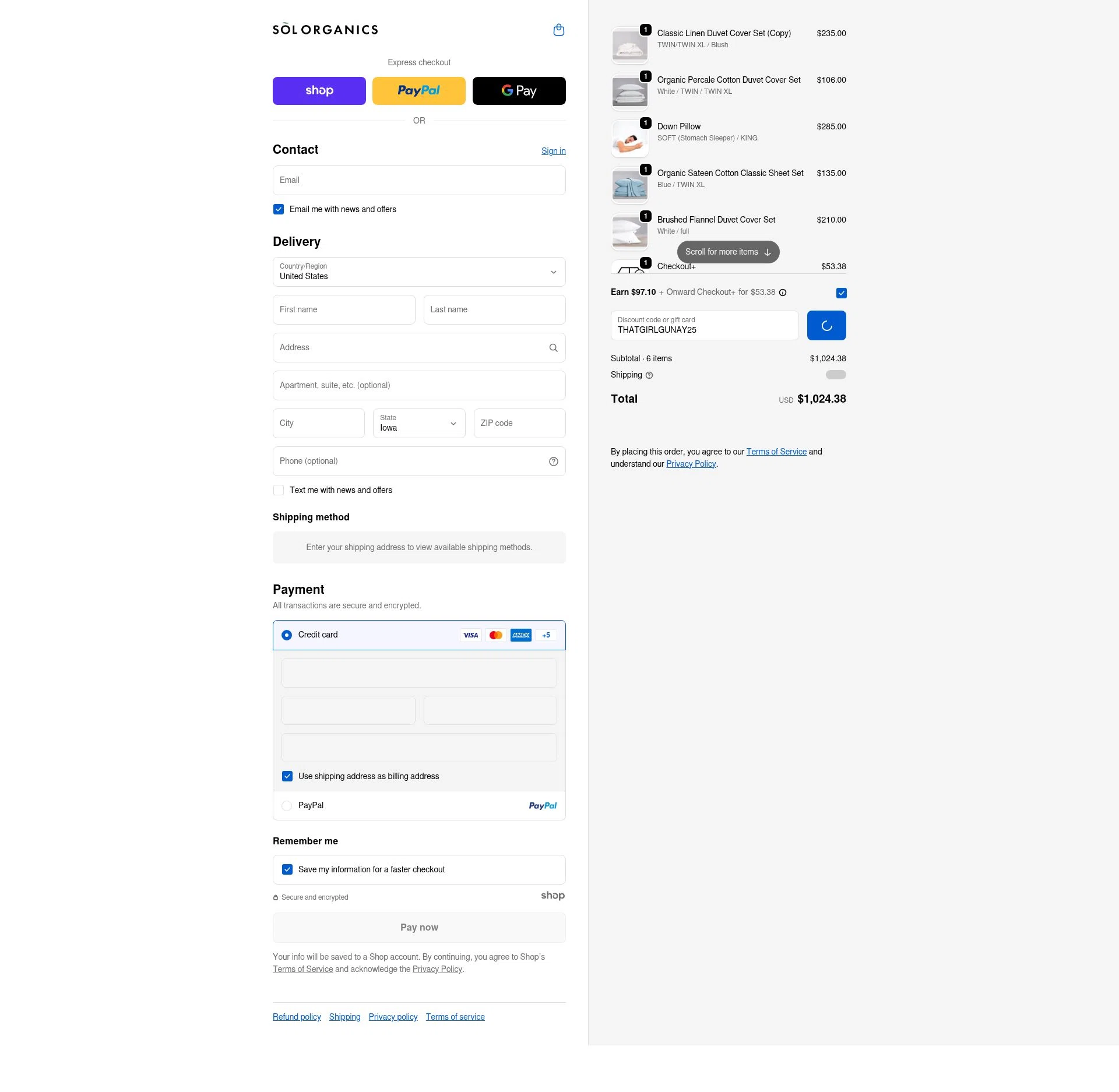 SOL Organics checkout page showing SOL Organics discount code box | Screenshot taken by SimplyCodes community member on Jan 2, 2026