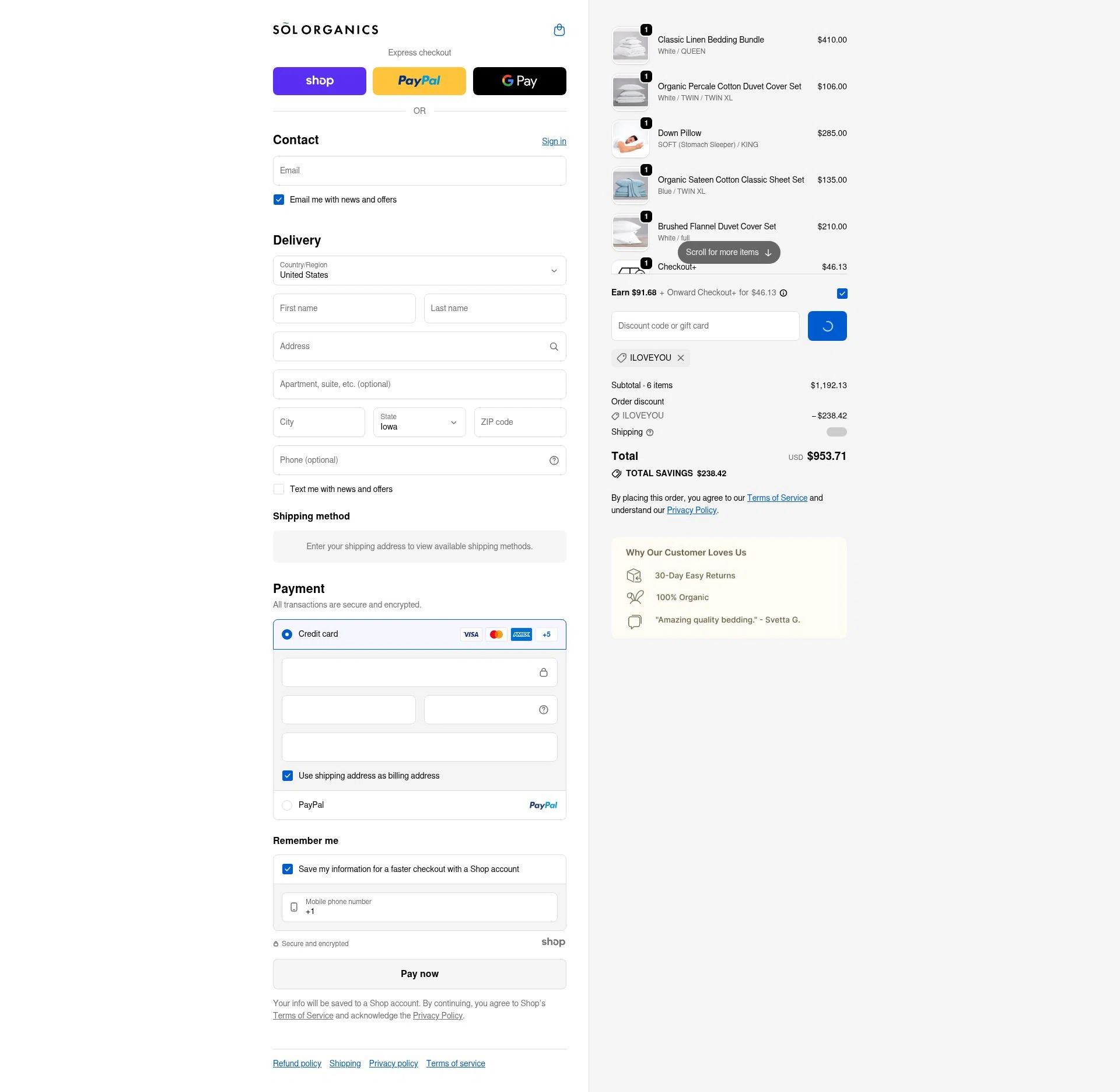 SOL Organics checkout page showing SOL Organics discount code box | Screenshot taken by SimplyCodes community member on Nov 24, 2025