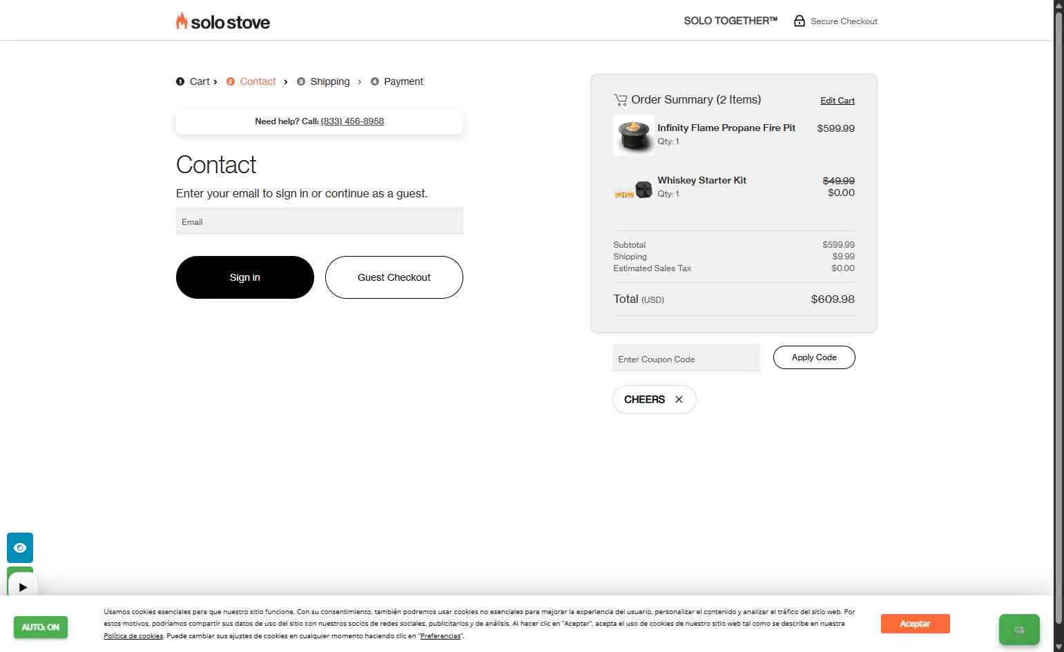 Solo Stove checkout page showing Solo Stove coupon code box | Screenshot taken by SimplyCodes community member on Feb 6, 2026