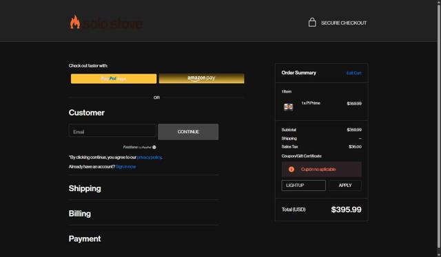 Solo Stove checkout page showing Solo Stove coupon code box | Screenshot taken by SimplyCodes community member on Sep 2, 2025