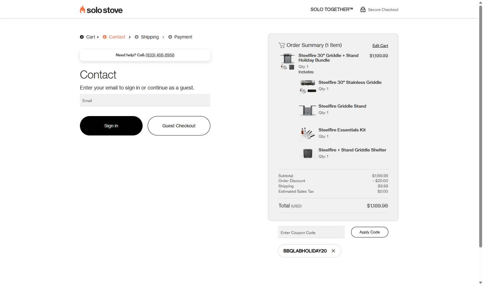 Solo Stove checkout page showing Solo Stove coupon code box | Screenshot taken by SimplyCodes community member on Dec 27, 2025