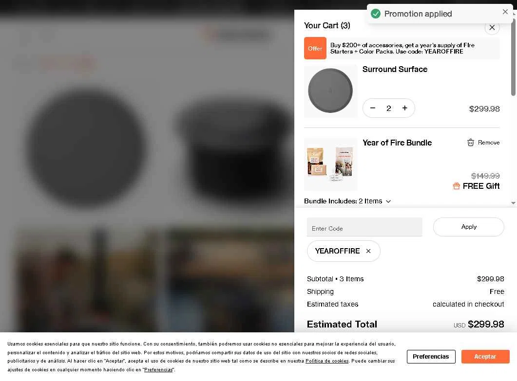 Solo Stove checkout page showing Solo Stove coupon code box | Screenshot taken by SimplyCodes community member on Dec 27, 2025