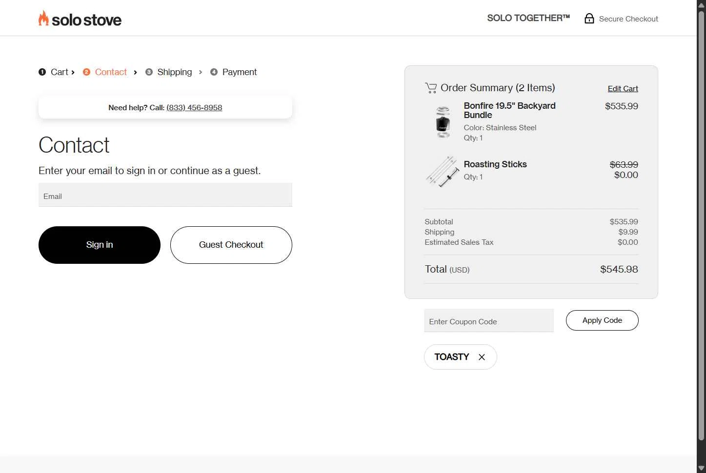 Solo Stove checkout page showing Solo Stove coupon code box | Screenshot taken by SimplyCodes community member on Dec 8, 2025