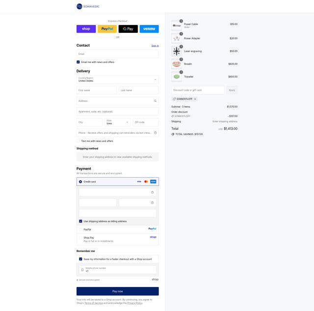Somavedic checkout page showing Somavedic discount code box | Screenshot taken by SimplyCodes community member on Sep 14, 2025