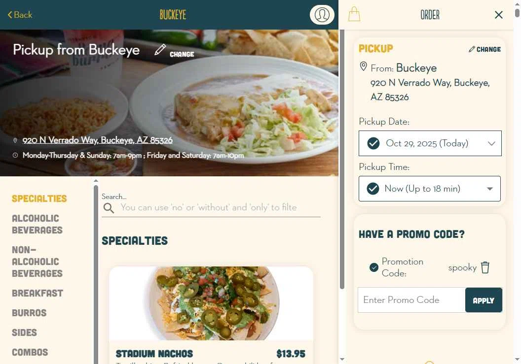 Someburros checkout page showing Someburros promo code box | Screenshot taken by SimplyCodes community member on Oct 30, 2025