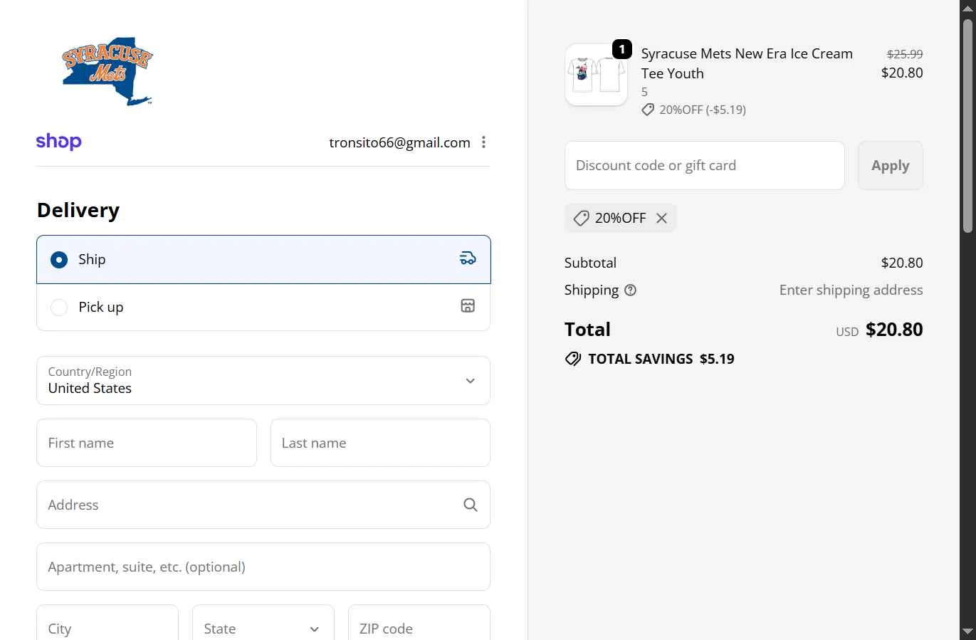 Somerset Patriots checkout page showing Somerset Patriots promo code box | Screenshot taken by SimplyCodes community member on Dec 28, 2025
