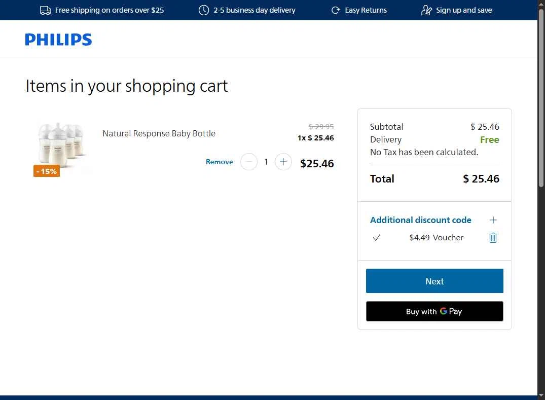 Sonicare checkout page showing Sonicare promo code box | Screenshot taken by SimplyCodes community member on Jan 18, 2026